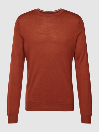 Christian Berg Men Shirt met lange mouwen van wolmix Terracotta - 2