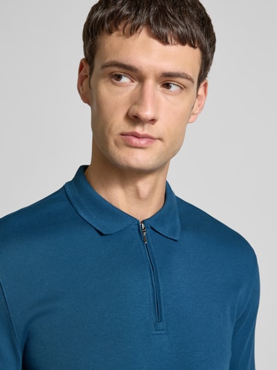 Christian Berg Men Slim Fit Poloshirt mit Reißverschluss Petrol 3