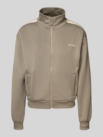 Guess Activewear Sweatjack met labelprint, model 'YARROW' Lichtbruin - 2