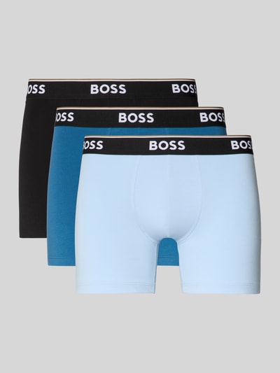 BOSS Slim Fit Boxershorts aus Baumwoll-Mix im 3er-Pack Modell 'POWER' Blau 1