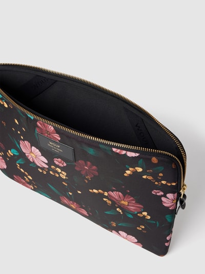 WOUF Laptoptas met all-over print, model 'Black Flowers 13' Zwart - 3