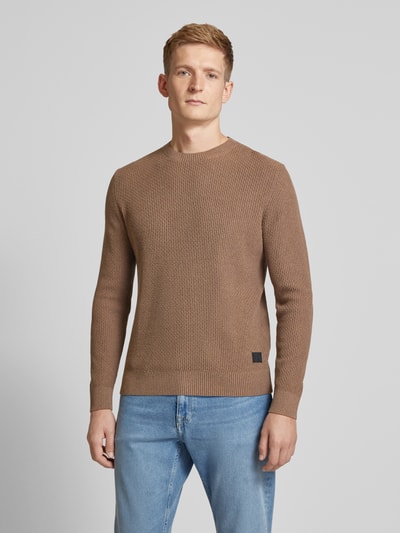 s.Oliver RED LABEL Regular fit pullover met structuurmotief Hazelnoot - 4