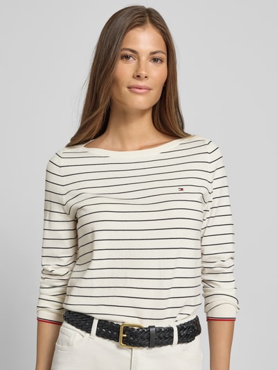 Tommy Hilfiger Bluzka z długim rękawem o kroju regular fit z mieszanki bawełny Écru 3