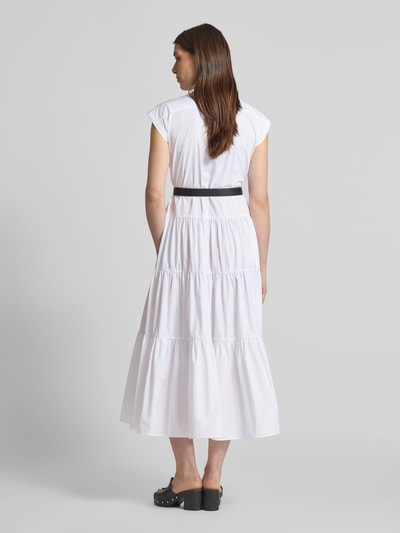 Max Mara Studio Maxi-jurk met opstaande kraag, model 'BAIRO' Wit - 5