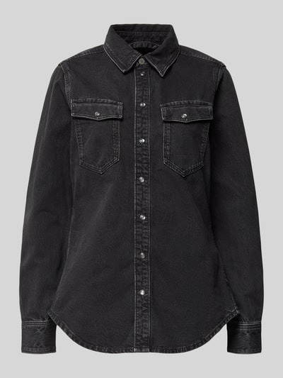 Produktfoto, Slim Fit Jeansbluse mit Brusttaschen von G-Star Raw z bawełny, kołnierzyk koszulowy, listwa guzikowa, kolor czarny