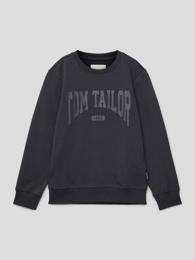 Tom Tailor Sweatshirt mit Label-Print Graphit 1