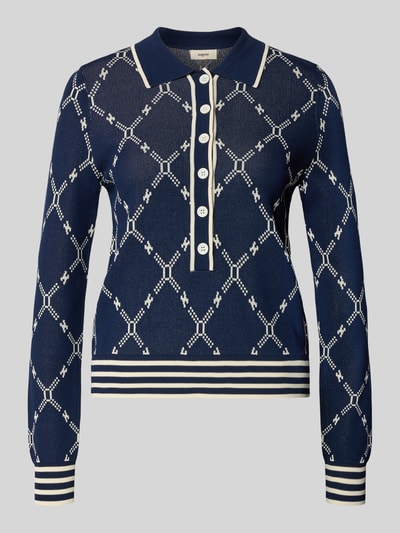 SUNCOO PARIS Gebreide pullover van viscosemix met polokraag Marineblauw - 2