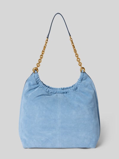 Produktfoto, Handtasche aus Leder mit Label-Applikation Modell 'INDIE' von MICHAEL Michael Kors, niebieska skóra, uchwyt, aplikacja z metką, główna przegroda z zapięciem na magnes, szerokość w rozmiarze 1: 37 cm, długość w rozmiarze 1: 37 cm, głębokość w rozmiarze 1: 14 cm, długość paska na ramię w rozmiarze 1: 60 cm