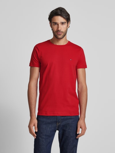 Tommy Hilfiger Slim Fit T-Shirt mit Logo-Stitching Rot 4