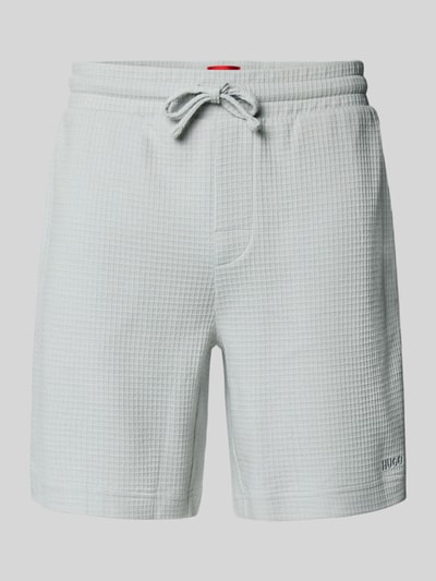 HUGO Regular fit sweatshorts met structuurmotief, model 'Austin' Lichtgrijs - 2
