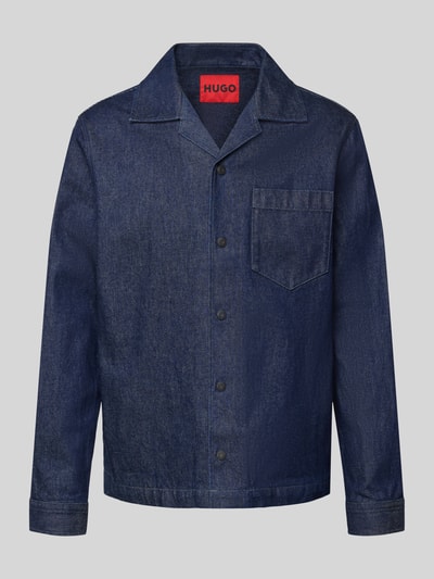 HUGO Regular Fit Hemdjacke mit Brusttasche Modell 'Edelo' Jeansblau 2