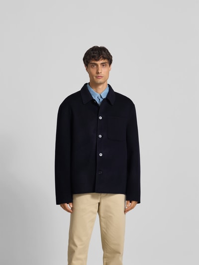 Officine Générale Hemdjacke mit Knopfleiste Dunkelblau 4