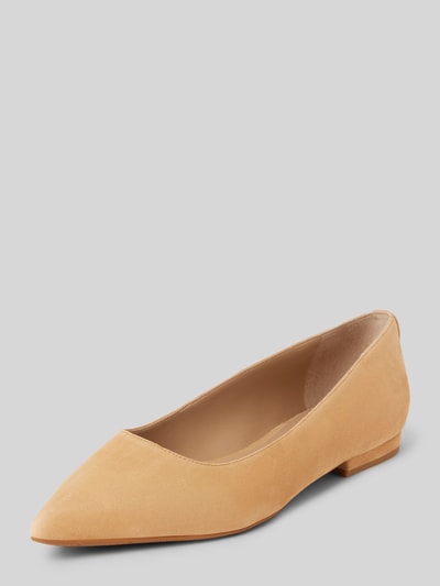 Lauren Ralph Lauren Lederballerinas mit Blockabsatz Modell 'LONDYN' Sand 1