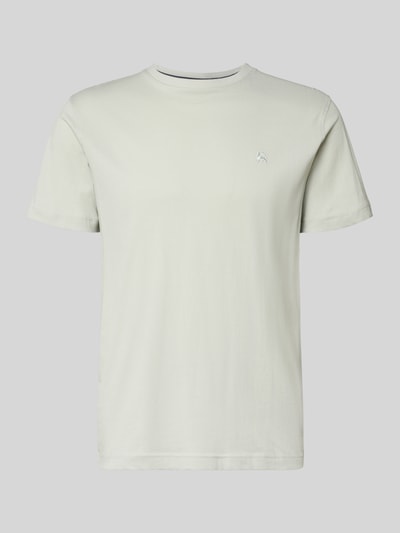 Produktfoto, T-Shirt mit Label-Stitching von Lerros in hellem Grau, reine Baumwolle, Regular-Fit, gerippter Rundhalsausschnitt, Rückenlänge 69 cm bei Größe M