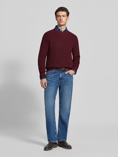 MCNEAL Regular Fit Strickpullover aus reiner Baumwolle Dunkelrot 1