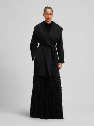 BOSS Regular fit lange wollen jas met sjaalkraag, model 'CARIBY' Zwart - 4