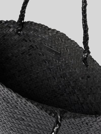 MANGO Shopper aus Ziegenleder in Flecht-Optik Modell 'Bamba' Black 4