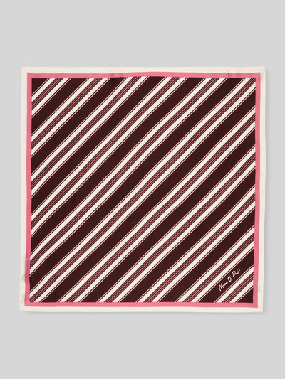 Productfoto, rechthoekige sjaal in satijnlook van mix van viscose en modal met bordeauxrode, witte en roze strepen, Dames sjaal van Marc O'Polo