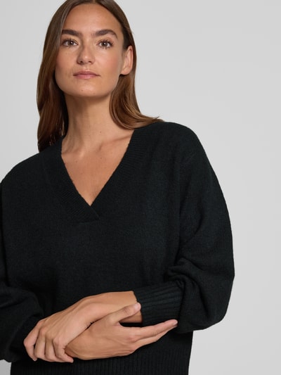 Vero Moda Comfort Fit Strickpullover mit Woll-Anteil Modell 'BOOM' Black 3