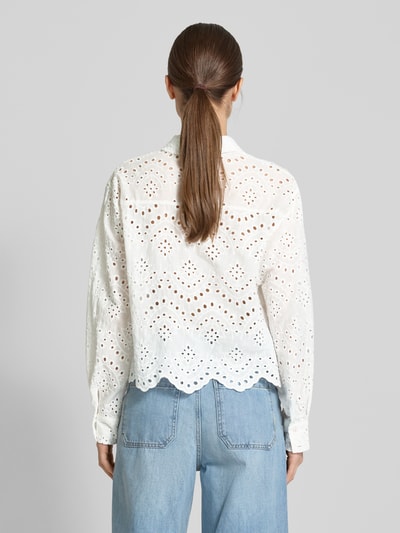 ZABAIONE Regular fit overhemdblouse met ajourpatroon Offwhite - 5