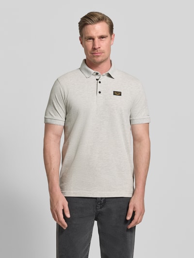 PME Legend Slim Fit Poloshirt mit Logo-Patch Hellgrau 4
