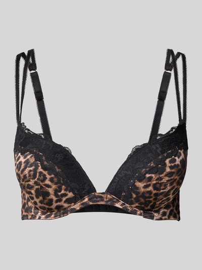 Produktfoto, Push-up-BH mit Spitzenbesatz von DORINA im Allover-Leo-Look, Material-Mix mit Stretch, Hakenverschluss, körpernahe Passform