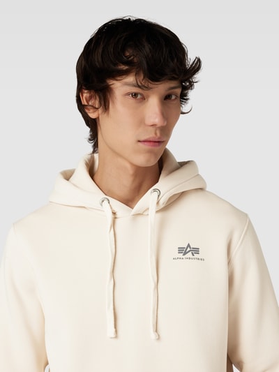 Alpha Industries Hoodie met labelprint, model 'BASIC' Offwhite - 3