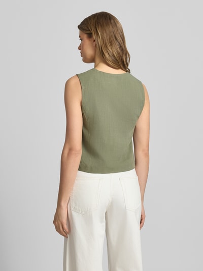 PIECES Regular Fit Weste aus Viskose-Leinen-Mix Modell 'VINSTY' Dunkelgruen 5