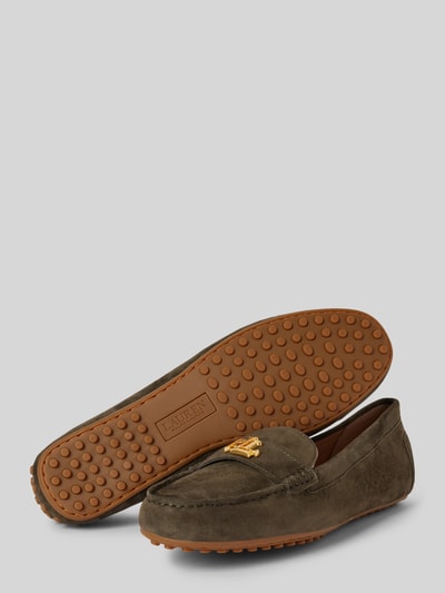 Lauren Ralph Lauren Leren loafers met labelapplicatie, model 'BARNSBURY' Olijfgroen - 4