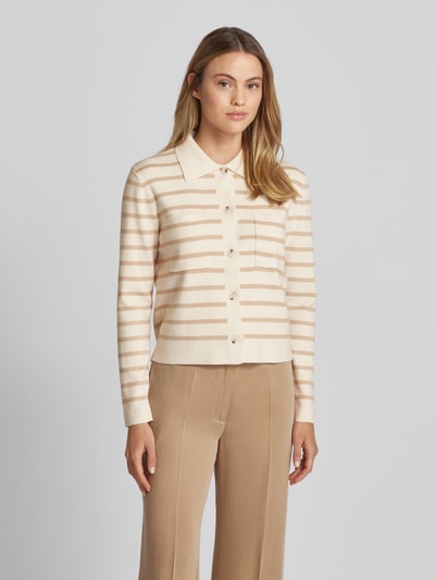 Oui Cardigan mit Brusttaschen Beige 4