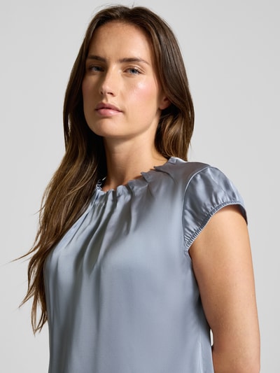 comma Blouseshirt met ronde hals en plooien Rookblauw - 3