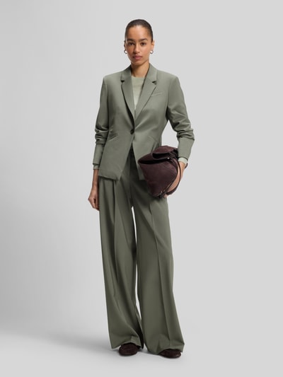 BOSS Wide Leg Hose aus reiner Schurwolle mit Bundfalten Oliv 1