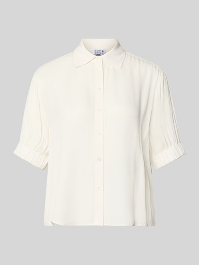 Produktfoto, Regular Fit Bluse aus Viskose mit 1/2-Arm von Emily Van den Bergh in Creme, glatter Stoff mit Knopfleiste und Hemdblusenkragen