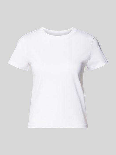 Review Loose Fit T-Shirt mit geripptem Rundhalsausschnitt Weiss 2