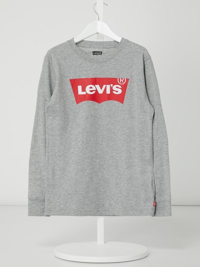 Levi’s® Kids Bluzka z długim rękawem z nadrukiem z logo  Średnioszary melanż 1