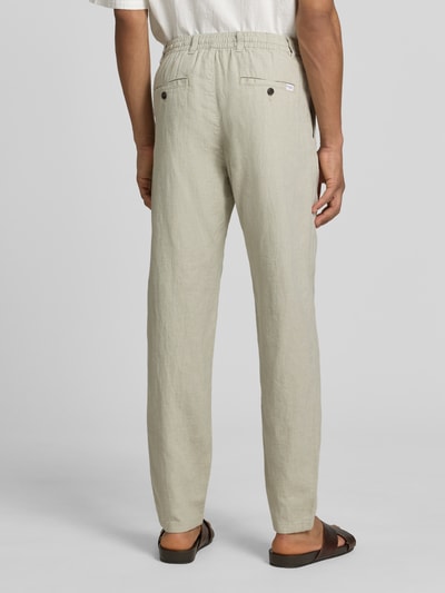 Selected Homme Slim Fit Hose aus Baumwoll-Leinen-Mix Modell 'BRODY' Hellgruen 5