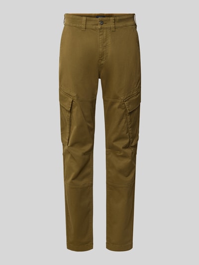 Produktfoto, Straight Fit Cargohose aus Baumwoll-Mix von MCNEAL, braune Farbe, seitliche Cargotaschen, glatte Struktur, elastischer Material-Mix