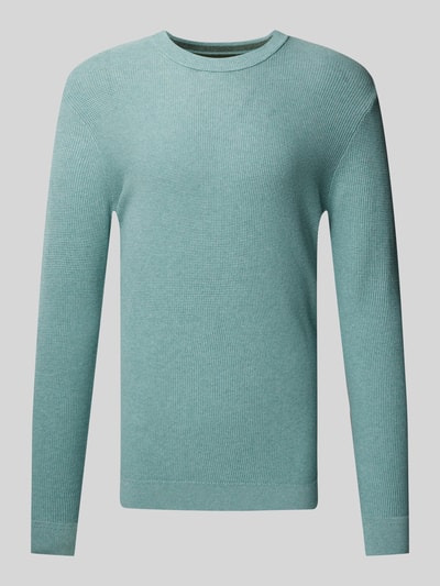 Tom Tailor Regular Fit Strickpullover mit geripptem Rundhalsausschnitt Mint 2