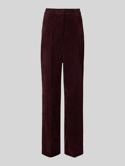 Produktfoto, Regular Fit Cordhose mit angedeuteten Taschen Modell 'AMELIE' von CAMBIO in dunkelrotem Cordstoff mit sichtbarer Feinstruktur, Damen Cordhose