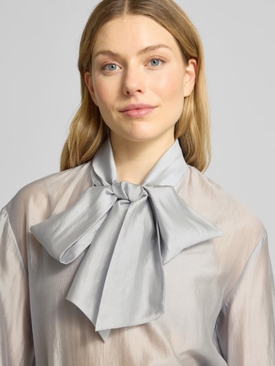 Stefanel Schluppenbluse aus Lyocell-Mix Modell 'BOW SHIRT' Hellgrau 3