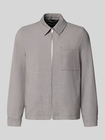 Produktfoto, Regular Fit Jacke mit Viskose-Anteil Modell 'Jerson' von Drykorn in Grau mit Brusttasche, Reißverschluss und Umlegekragen, elastischer Material-Mix