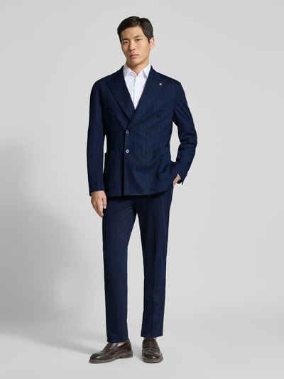 Manuel Ritz Slim fit pak met double-breasted colbert en broek met persplooien Marineblauw - 1