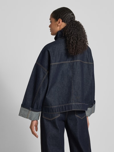 JAKE*S STUDIO WOMAN Oversized jeansjack met opstaande kraag Donkerblauw gemêleerd - 5