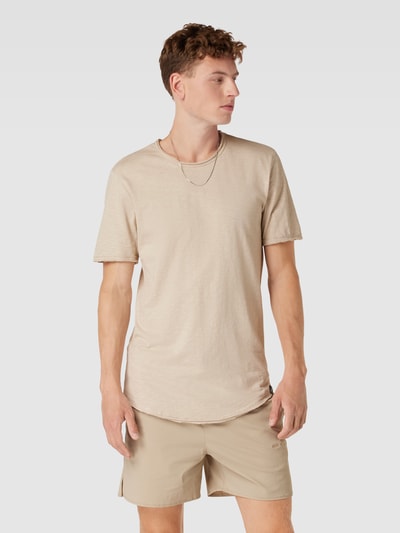 Only & Sons T-shirt met afgeronde zoom, model 'MATT' Beige - 4