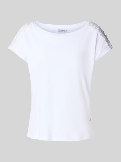 ZABAIONE T-Shirt mit geripptem Rundhalsausschnitt Weiss 2