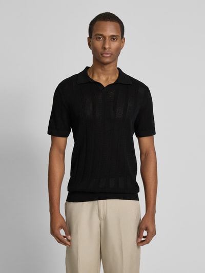 SELECTED HOMME Poloshirt in Strick-Optik Modell 'WELLS' Black 4