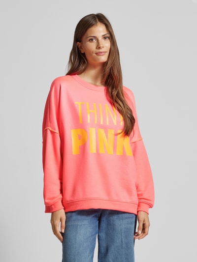 miss goodlife Oversized sweatshirt met labelprint Felroze - 4