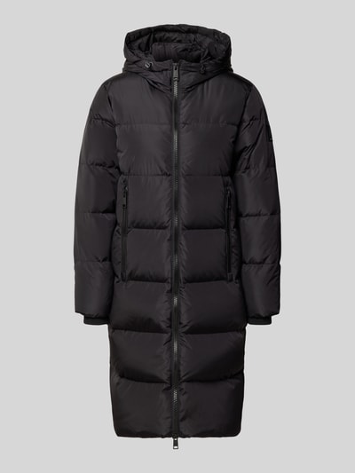 Produktfoto, Steppmantel mit Zweiwege-Reißverschluss von Armani Exchange, czarny, prosta forma, kaptur ze ściągaczem, kieszenie na zamek, storm cuffs, szerokość w rozmiarze S: 55 cm, długość tyłu: 100 cm, szerokość ramion: 43 cm, długość rękawa: 63 cm, krój regular fit, tekstura pikowana
