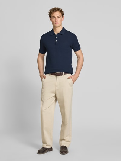 JACK & JONES Premium Regular Fit Poloshirt mit Strukturmuster Modell 'Riley' Marine 1