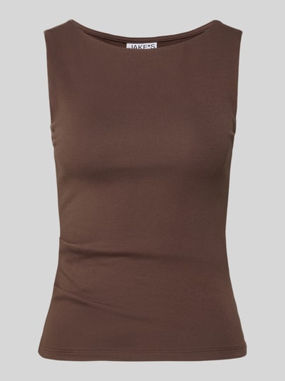 Produktfoto, Top mit breiten Trägern und Rundhalsausschnitt von Jake*s Casual aus Baumwoll-Mix mit Stretch-Anteil, körpernaher Schnitt, braun